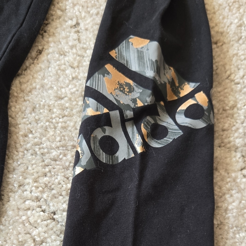 Adidas Kids Leggings in Black with Gold Accents